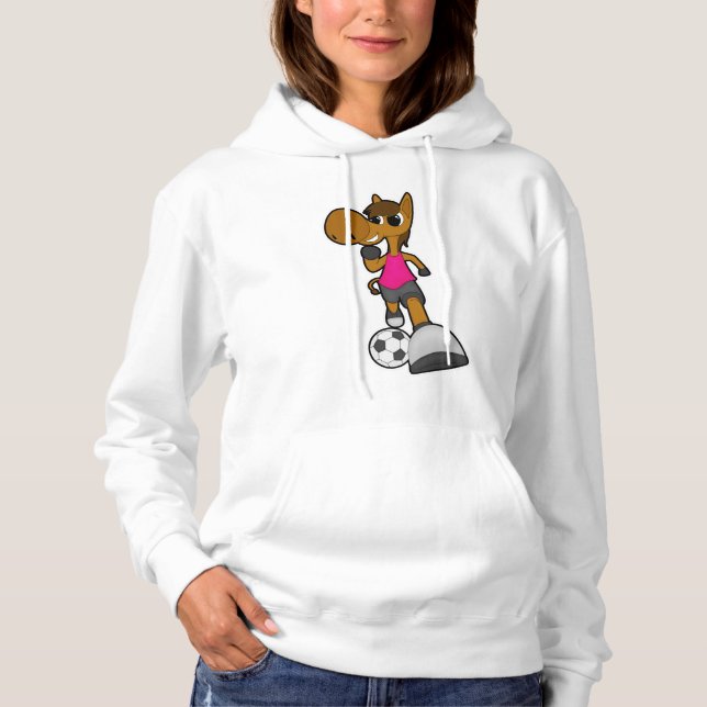 Horse as Soccer player with Soccer ball Hoodie (Front)