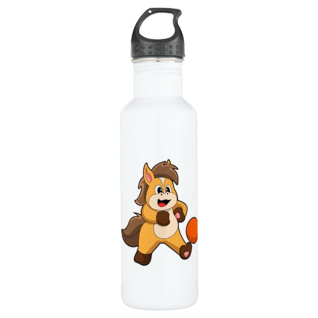 Horse as Soccer player with Soccer ball Stainless Steel Water Bottle (Front)