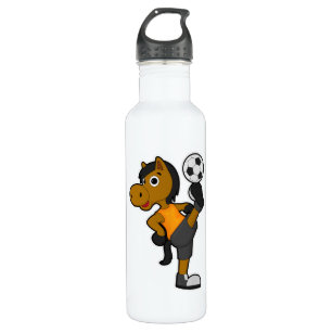 Horse as Soccer player with Soccer ball Stainless Steel Water Bottle
