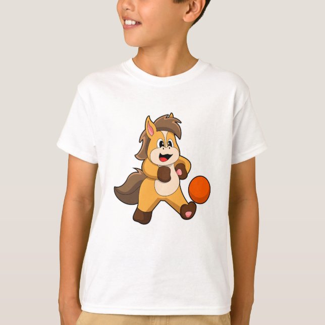 Horse as Soccer player with Soccer ball T-Shirt (Front)