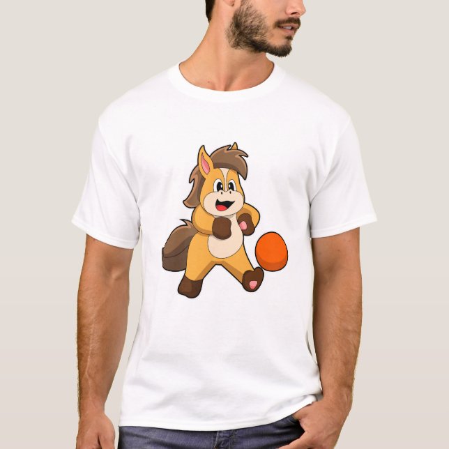 Horse as Soccer player with Soccer ball T-Shirt (Front)