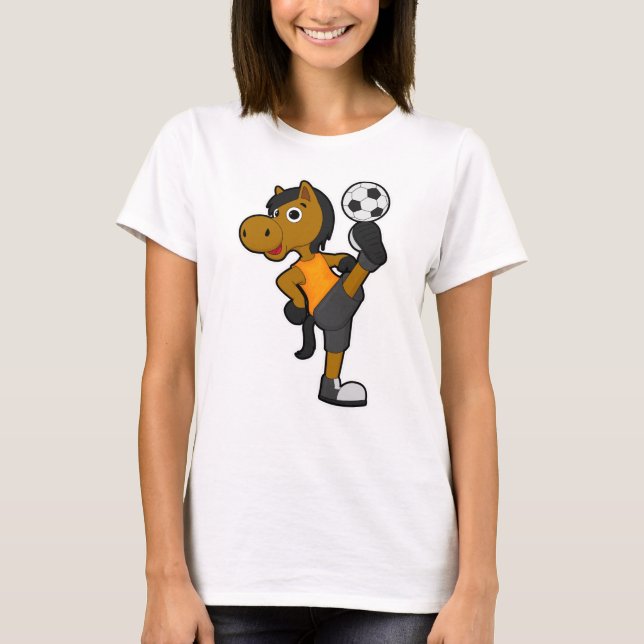 Horse as Soccer player with Soccer ball T-Shirt (Front)