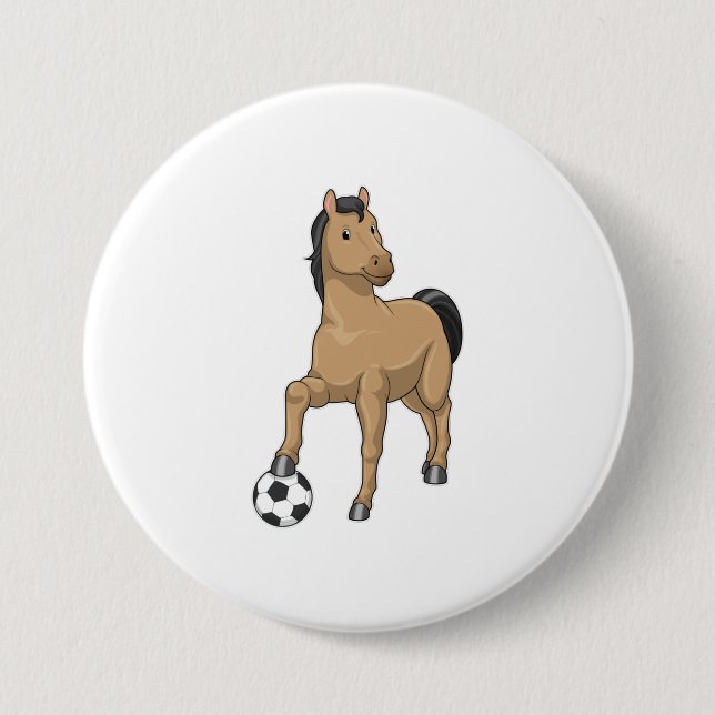 Horse as Soccer player with Soccer Button (Front)