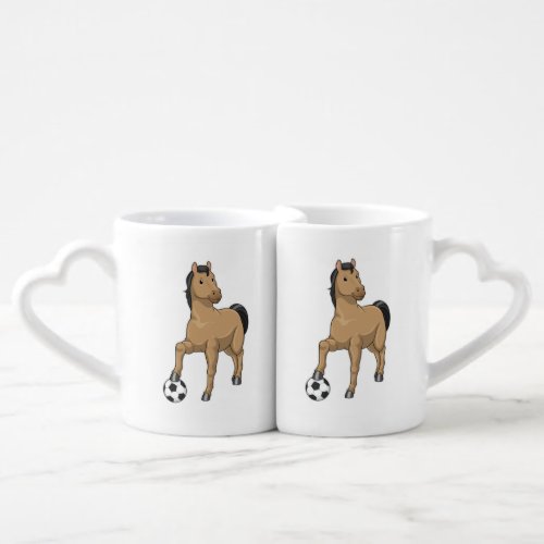 Horse as Soccer player with Soccer Coffee Mug Set