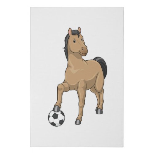 Horse as Soccer player with Soccer Faux Canvas Print