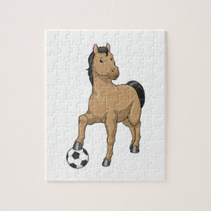Horse as Soccer player with Soccer Jigsaw Puzzle