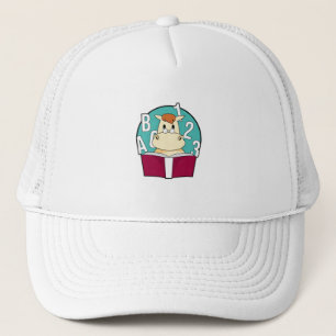 Horse as Student with Glasses & Book Trucker Hat