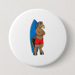 Horse as Surfer with Surfboard Button