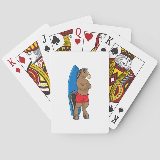 Horse as Surfer with Surfboard Poker Cards (Back)