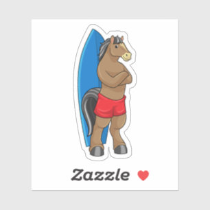 Horse as Surfer with Surfboard Sticker