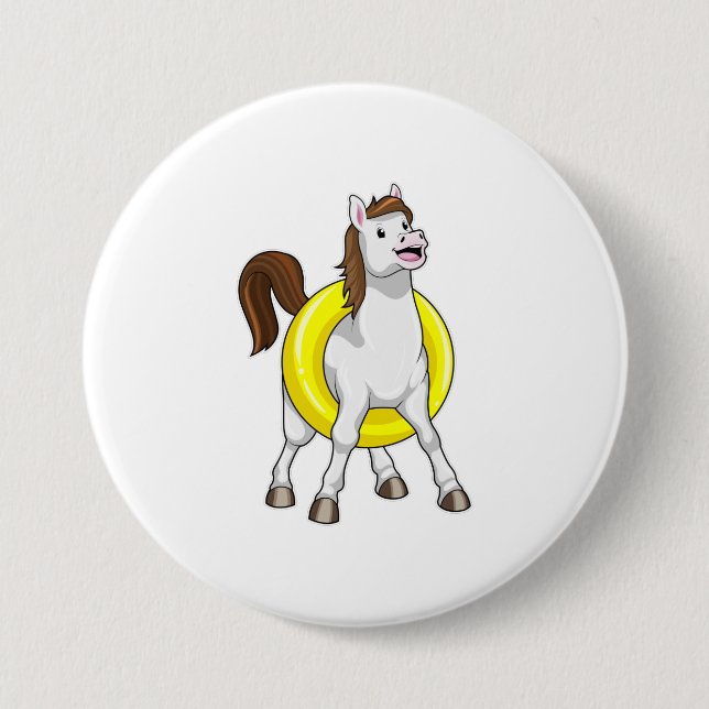 Horse as Swimmer with Lifebouy Button (Front)