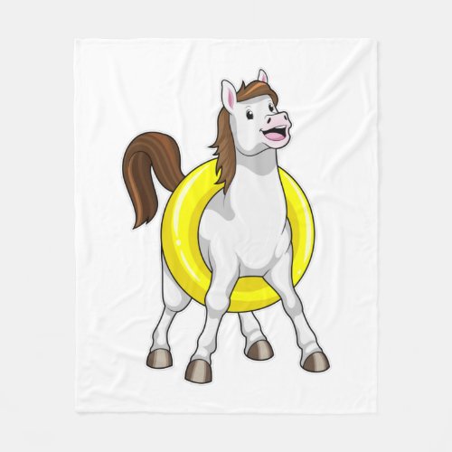 Horse as Swimmer with Lifebouy Fleece Blanket
