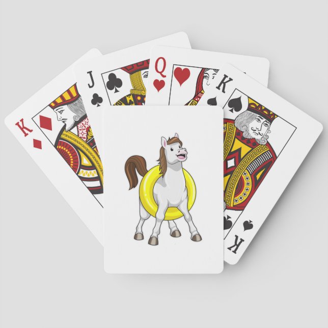 Horse as Swimmer with Lifebouy Poker Cards (Back)