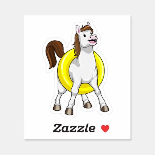 Horse as Swimmer with Lifebouy Sticker