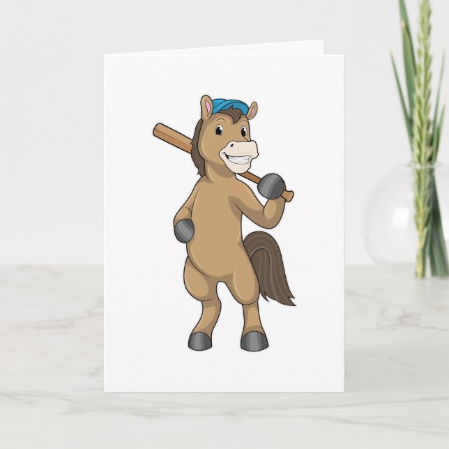 Horse at Baseball with Baseball bat Card (Front)