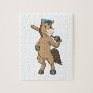 Horse at Baseball with Baseball bat Jigsaw Puzzle