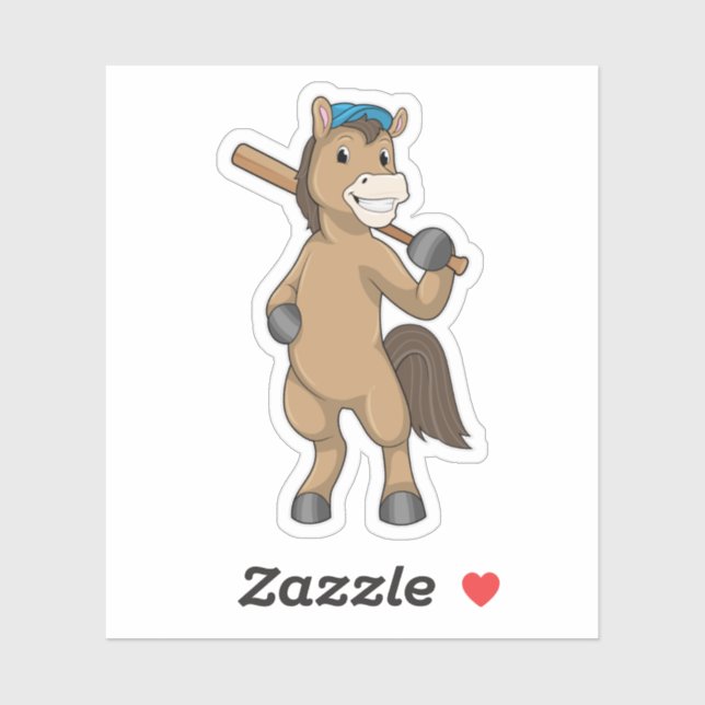 Horse at Baseball with Baseball bat Sticker (Sheet)
