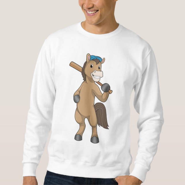 Horse at Baseball with Baseball bat Sweatshirt (Front)