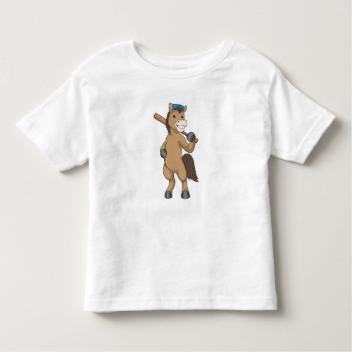 Horse at Baseball with Baseball bat Toddler T_shirt