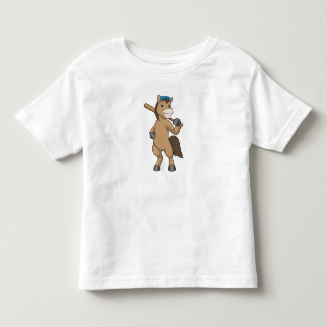 Horse at Baseball with Baseball bat Toddler T-shirt (Front)