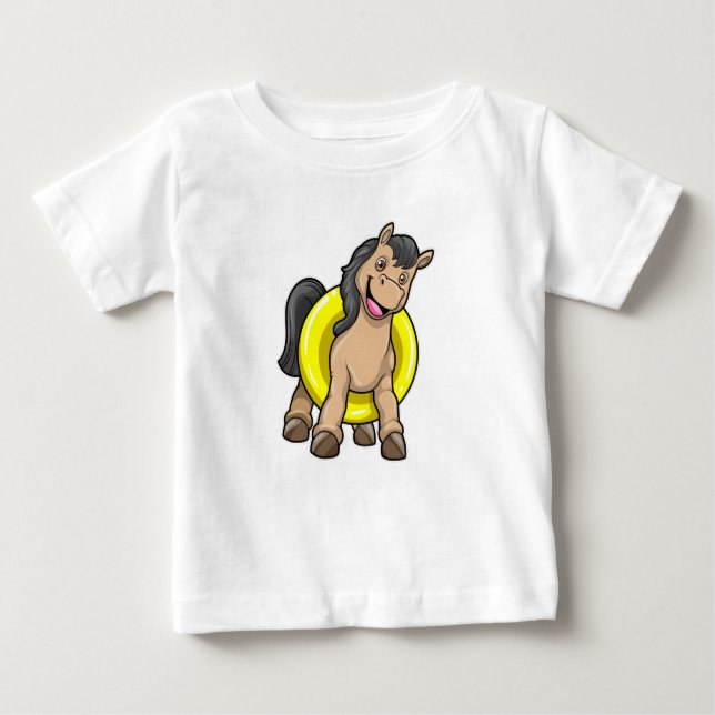 Horse at Beach with Swim ring Baby T-Shirt (Front)