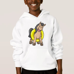 Horse at Beach with Swim ring Hoodie