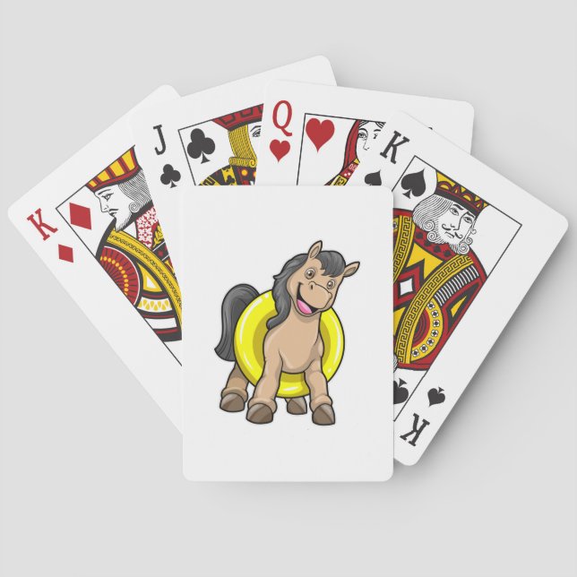 Horse at Beach with Swim ring Poker Cards (Back)