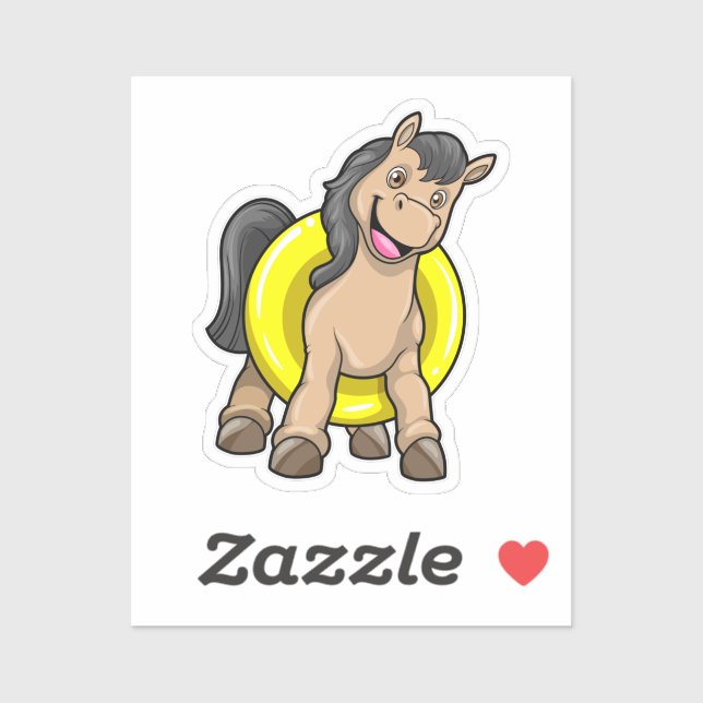 Horse at Beach with Swim ring Sticker (Sheet)