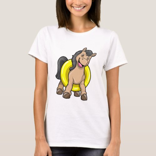 Horse at Beach with Swim ring T_Shirt