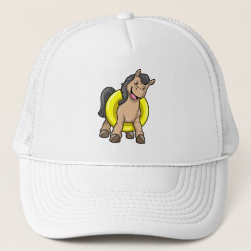 Horse at Beach with Swim ring Trucker Hat