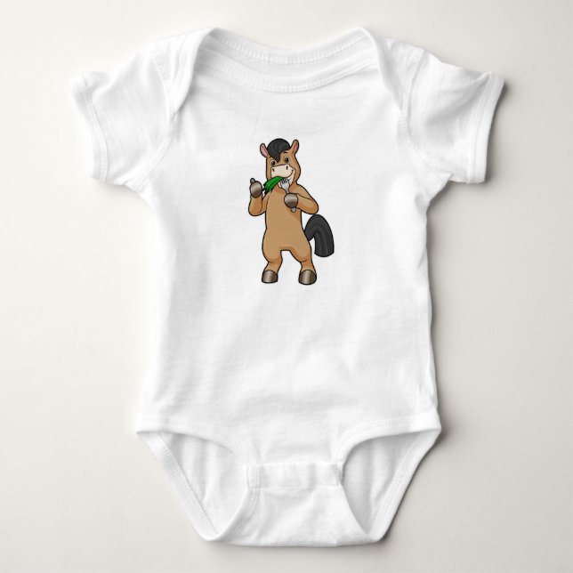 Horse at Eating Vegan Baby Bodysuit (Front)