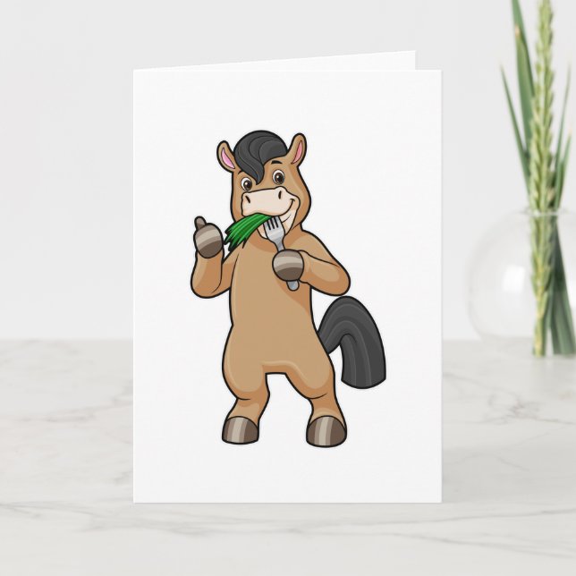 Horse at Eating Vegan Card (Front)