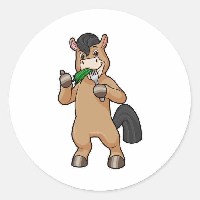 Horse at Eating Vegan Classic Round Sticker (Front)