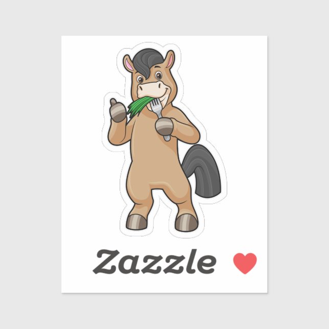 Horse at Eating Vegan Sticker (Sheet)