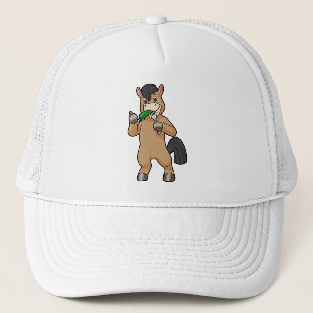 Horse at Eating Vegan Trucker Hat (Front)