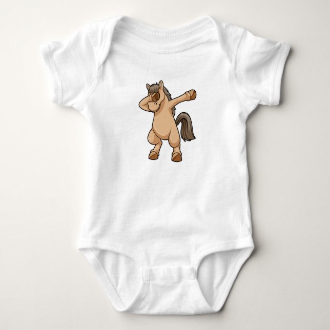 Horse at Hip Hop Dance Dab Baby Bodysuit (Front)