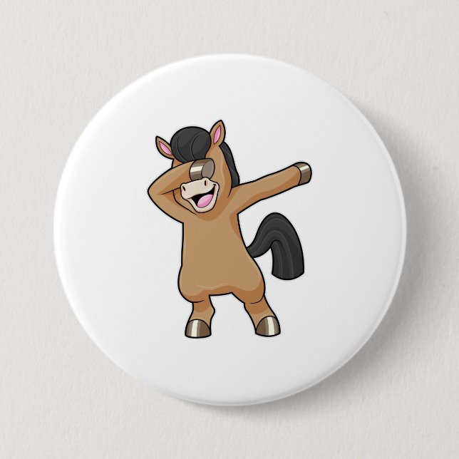Horse at Hip Hop Dance Dab Button (Front)