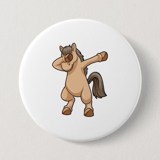 Horse at Hip Hop Dance Dab Button (Front)
