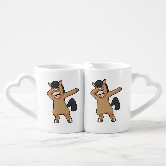 Horse at Hip Hop Dance Dab Coffee Mug Set (Front Nesting)