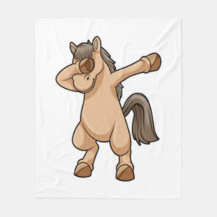 Horse at Hip Hop Dance Dab Fleece Blanket