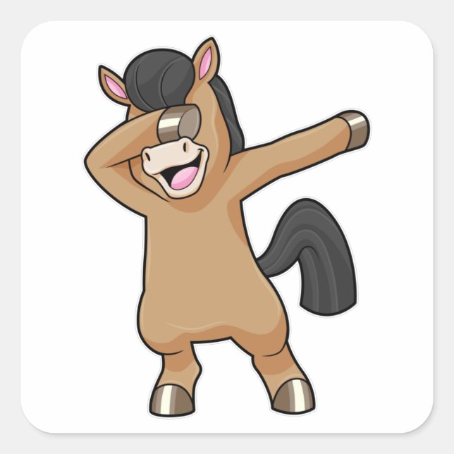 Horse at Hip Hop Dance Dab Square Sticker (Front)