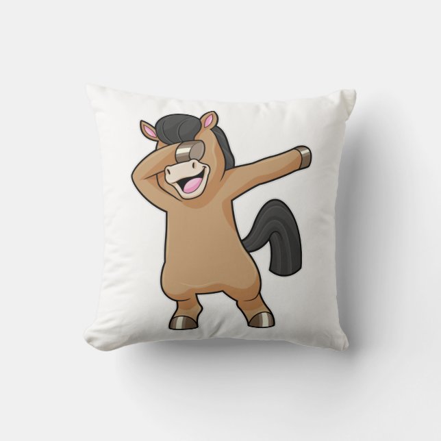 Horse at Hip Hop Dance Dab Throw Pillow (Front)
