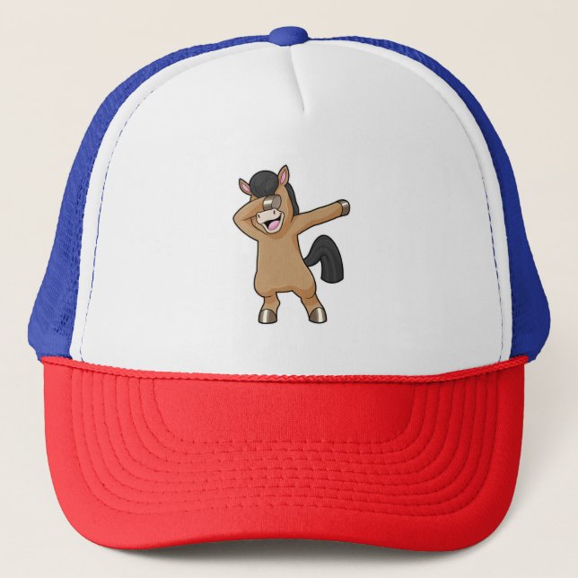 Horse at Hip Hop Dance Dab Trucker Hat (Front)