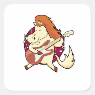 Horse at Music with Guitar Square Sticker