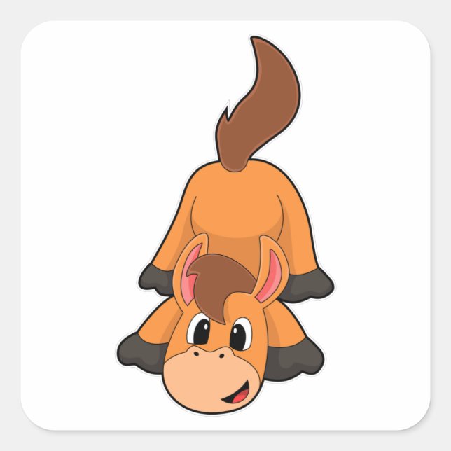 Horse at Playing Square Sticker (Front)