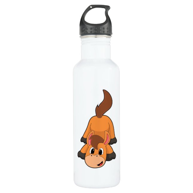 Horse at Playing Stainless Steel Water Bottle (Front)