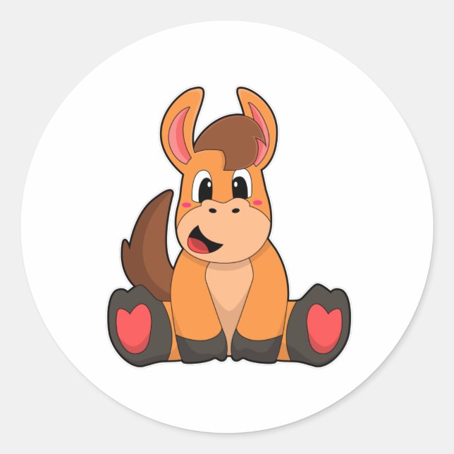 Horse at Sitting Classic Round Sticker (Front)