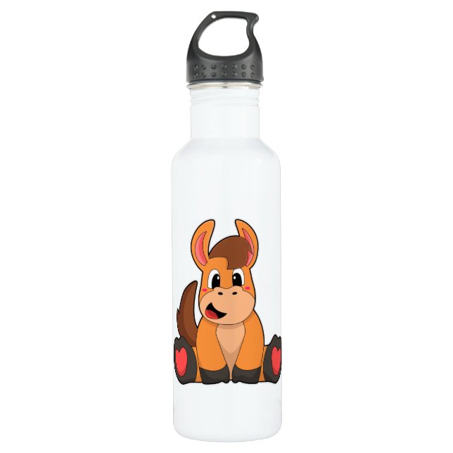 Horse at Sitting Stainless Steel Water Bottle (Front)
