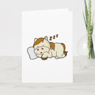 Horse at Sleeping with Pillow Card