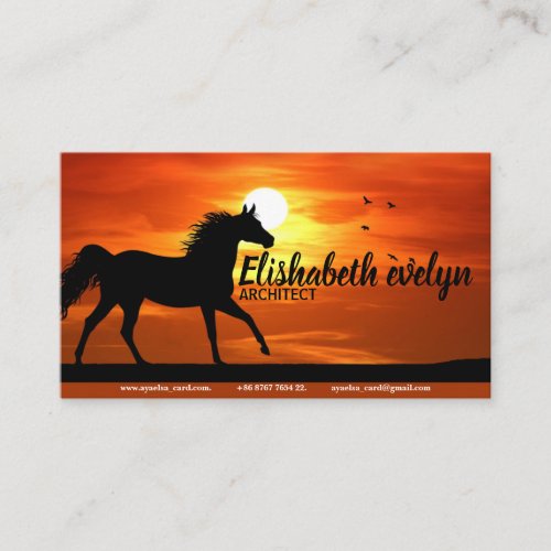 Horse At Sunset Silhouette Business Card